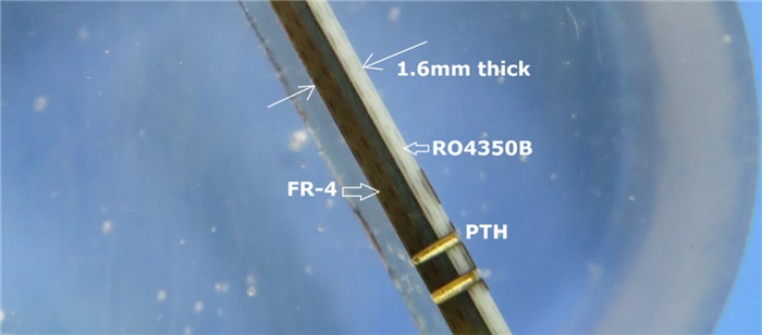Microsection of Hybrid PCB